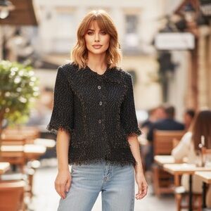 St. John NWT -  Black  Tweed Confetti  Blazer Jacket